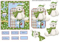 Polar Bears Christmas Card Front with a Topper