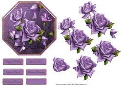 Purple Rose Octagon Shaped Card with Decoupage
