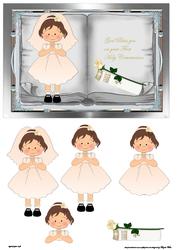 Little Communion Girl on a Book with Decoupage and Verse