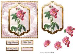 Pink Rose Card Front with a Topper and Decoupage