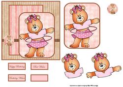 Hula Hoop Bear Card with a Topper and Decoupage