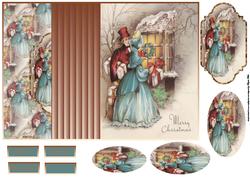 Christmas Vintage Visiting Friends No Hole Fold Back