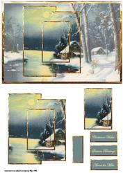 Snow Scene in the Moonlight Panel Card with Toppers