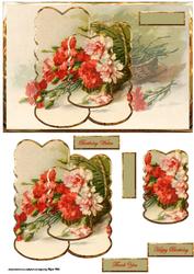 Basket of Mixed Carnations Panel Card with Toppers