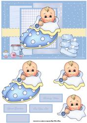 Baby Boy in a Slipper Bed Card Front