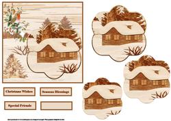 Log Cabin in the Snow and Robin Card Front