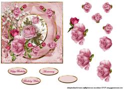Pink Rose and Baby's Breath Card Front and Decoupage