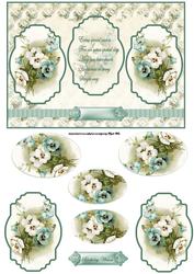 Pale Blue Pansy Panel Card with Toppers and Pyramid