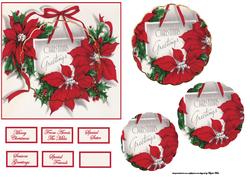 Red Poinsettia Card Front with Petal Layers