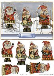 Santa Friends Card Front with Decoupage