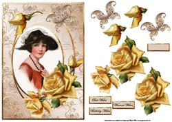Lady in the Black Hat with Decoupage