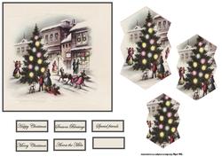 Village Christmas Tree Card Front with Pyramid Layers