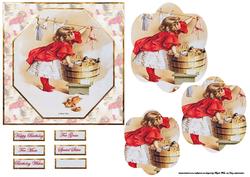 Dolls Wash Day Card Front with Pyramid