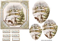 Reindeer Waiting for Santa Card Front with Shaped Pyramid