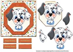 Dog with Spots Card Front with Topper and Sentiment Tags