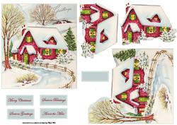 Winter Scene at Christmas Easy Cut Decoupage