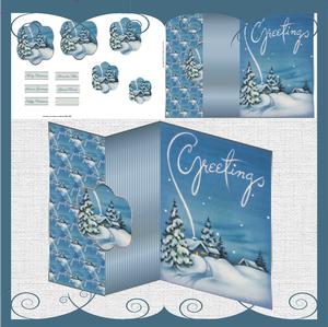 Greetings in the Snow No Hole Fold Back Card
