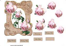 Pink Rose on an Ornate Frame with Decoupage