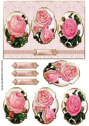 Vintage Rose Panel Card with Toppers