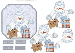 Snowman and Gingerbread Men Card with Decoupage