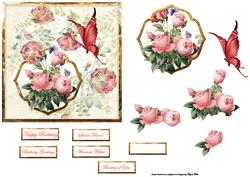 A Gift of Roses for You Card with a Topper and Decoupage
