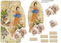 Lady in the Rose Garden Card Front with Topper