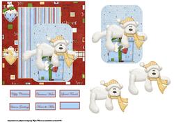 Polar Bear with His Gift, Card Front, Topper and Decoupage