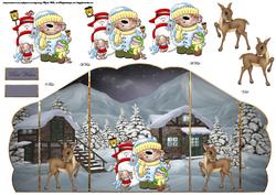 Carol Singers in Mountain Village Reversed Gatefold Card