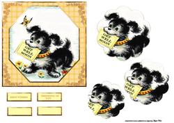 Doggy Get Well Greetings Card Front with Petal Pyramid