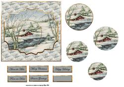Log Cabin Across the River Card with Pyramid Layers