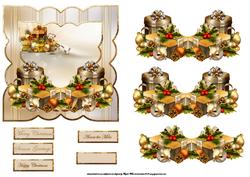 Gifts, Baubles and Holly Card with Decoupage