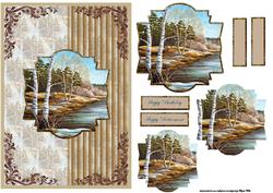 Winter Stream and Trees Card with Pyramid Layers
