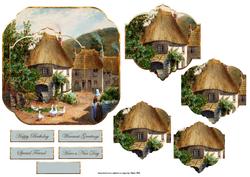 Vintage Farmyard Card with Topper and Pyramid Layers