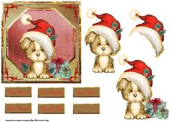 Christmas Dog Card with Decoupage