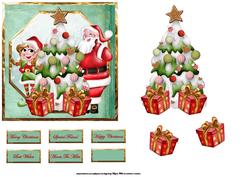 Santa and His Elf Card with Decoupage