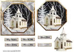 Church in the Moonlight Card with Topper and Decoupage