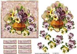 Vase of Pansies Card with Topper