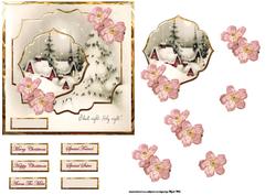 Vintage House and Christmas Rose Card