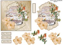Christmas Rose and Robin Redbreast Card and Topper