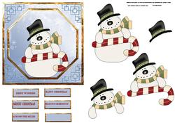 Candycane Snowman Card with Decoupage