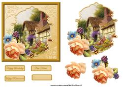 English Country Garden Card, with a Topper and Decoupage