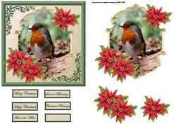 Robin on a Log Card Front with Topper