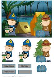 Camping Scouts Card with Decoupage