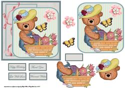 Teddy Bear Greetings Card with Decoupage