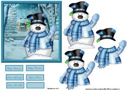 Waving Snowman Card with Decoupage