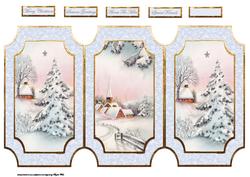Vintage Peaceful Christmas Scene Tri-fold Card