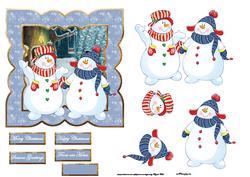 Snowman Friends Card with Decoupage