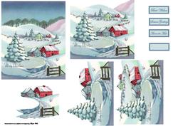 Village in the Hills Card with Easy Cut Decoupage
