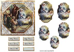 Vintage Nativity Card Front with a Topper