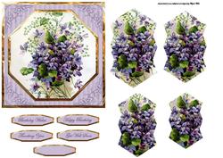 Violets Card Front with Shaped Pyramid Layers